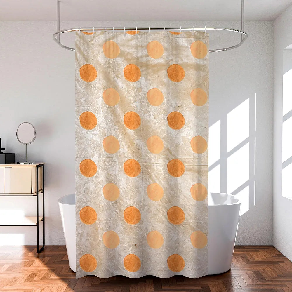 Kuber Industries Shower Curtain | 7 Feet | Bathroom Shower Curtain | AC Curtains | PVC Waterproof Window Curtain | Curtains for Bathtub | 8 Rings Curtain | Dot Painting | Golden